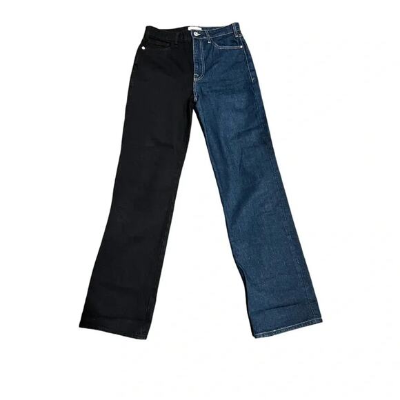 FRAME Le Jane Colour-Block StraightLeg High-Rise Stretch Denim Jeans Size27 Tall - Picture 12 of 12